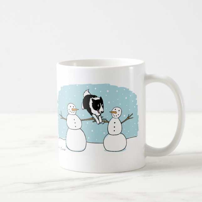 Holiday Border Collie Dog Spielen mit Snowmen Kaffeetasse (Rechts)