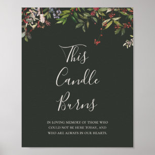 Holiday Botanical Dunkelgrün Diese Kerze brennt Poster