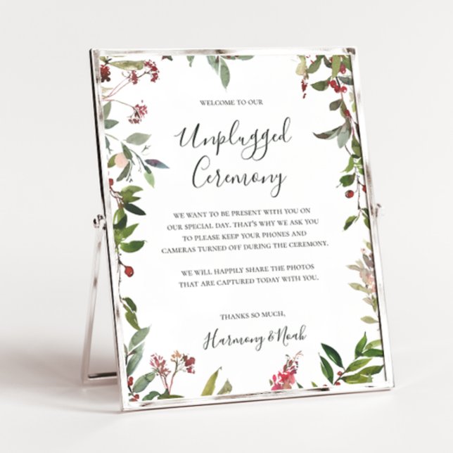 Holiday Botanical | White Unplugony Zeremony Poster (Von Creator hochgeladen)