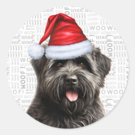 Holiday Bouvier des Flandres Dog in Weihnachtsmann Runder Aufkleber