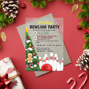 Holiday Bowling Party Weihnachtsbaum Acryleinladungen