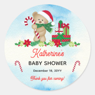 Holiday Boy Bear Bear Bearly Wait Baby Dusche Viel Runder Aufkleber