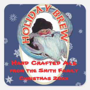 Holiday Brew und Beer Labels Quadratischer Aufkleber