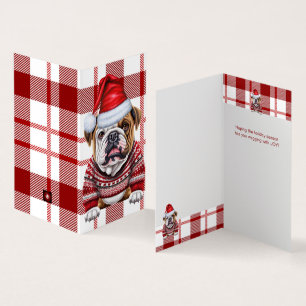 Holiday Bulldog Rot und Weiß Karierte Weihnachten