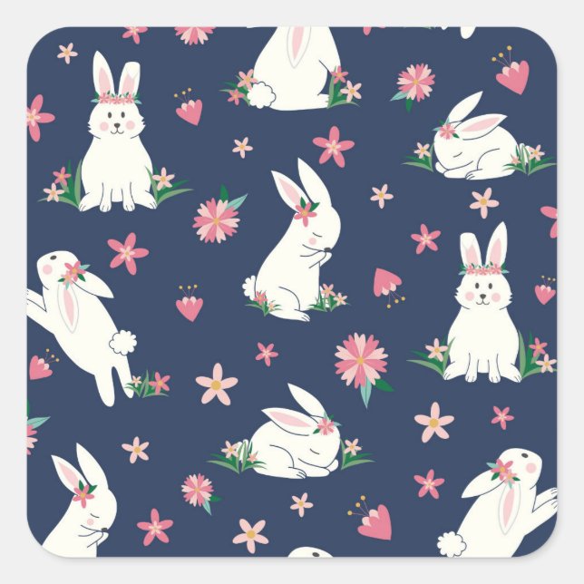 Holiday Bunnies Quadratischer Aufkleber (Vorderseite)