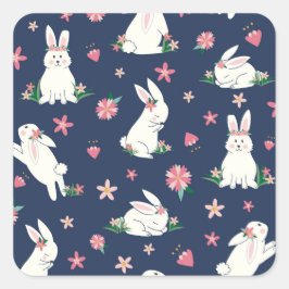 Holiday Bunnies Quadratischer Aufkleber
