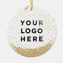 Holiday Business Logo Gold Glitzer Snowfall Keramik Ornament