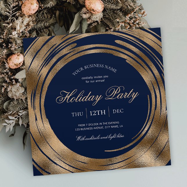 Holiday Business Office Party Navy & Gold Glitzer Einladung (Von Creator hochgeladen)