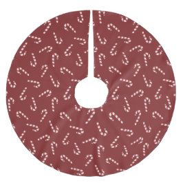 Holiday candy canes Dark Red Tree Skirt Polyester Weihnachtsbaumdecke