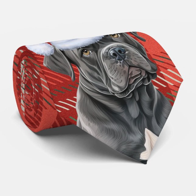 Holiday Cane Corso Dog und Karierte Weihnachten Krawatte (Gerollt)