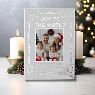 Holiday Card 2 Foto Custom Christmas Silber Clean Folien Feiertagskarte
