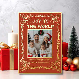 Holiday Card 2 Foto Custom Christmas Terracotta Folien Feiertagskarte