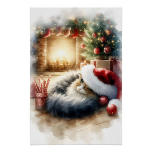 Holiday Cat Nickerchen Poster