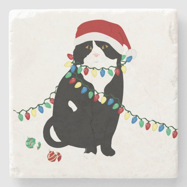 Holiday Cat Stone Untersetzer (Vorderseite)