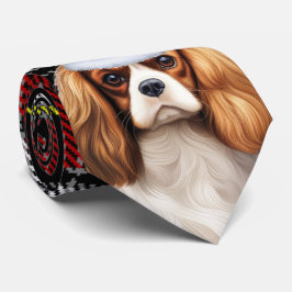 Holiday Cavalier King Charles Dog Karierte Weihnac Krawatte