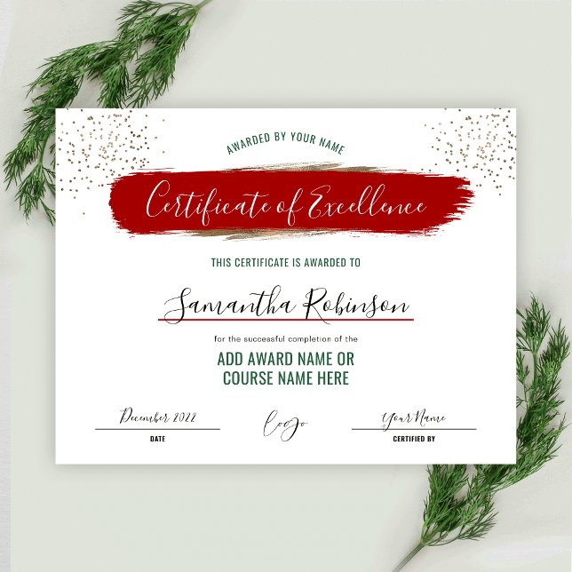 Holiday Certificate of Excellence Award Red Gold (Von Creator hochgeladen)