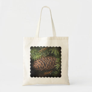 Holiday Chalk Gezeichnet Pinecone und Pine Needles Tragetasche