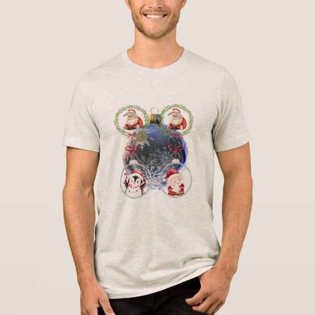 Holiday Characters on a Snowflake Ornament Tri-Blend Shirt (Vorderseite)