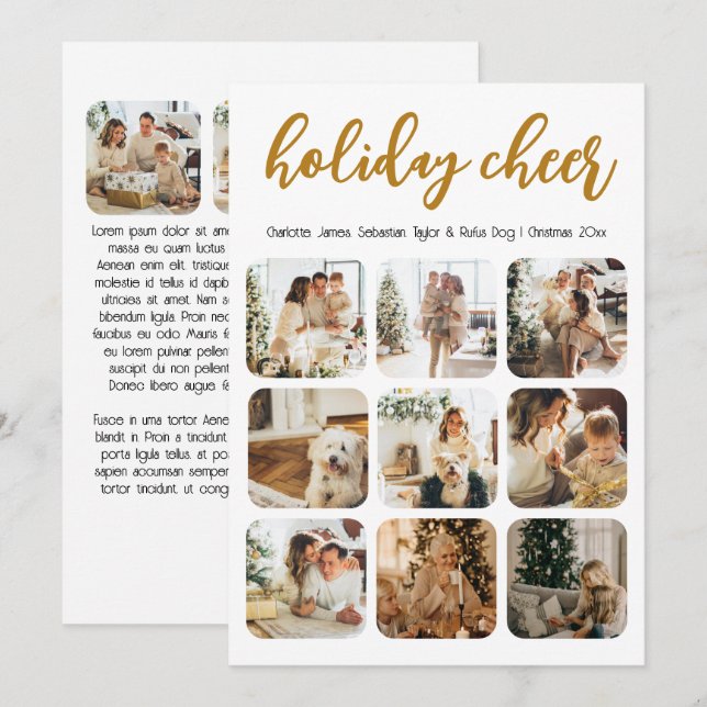 Holiday Cheer 12 Foto Weihnachten Personalisiert (Vorne/Hinten)