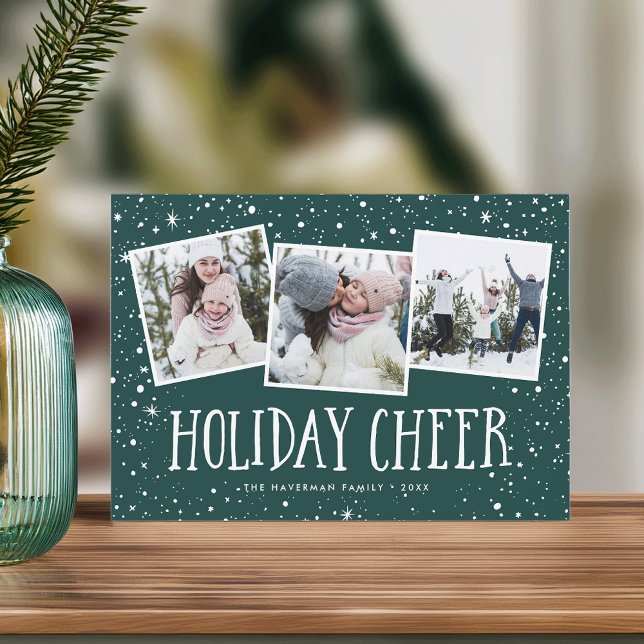 Holiday Cheer | 3 Foto Collage Urlaubskarte Feiertagskarte (Von Creator hochgeladen)