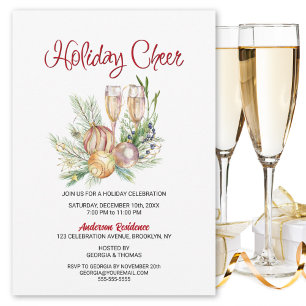Holiday Cheer Baubles und Champagne Holiday Party Einladung