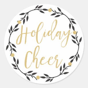 Holiday Cheer Black Kreath mit Goldberries, Runder Aufkleber