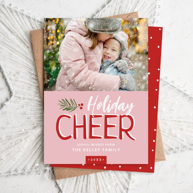 Holiday Cheer Christmas Photo Card Feiertagskarte (Von Creator hochgeladen)