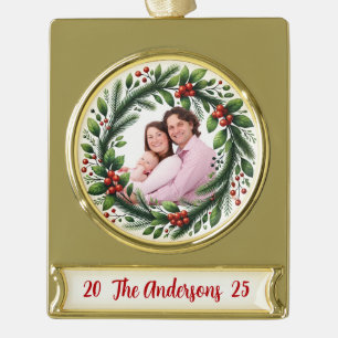 Holiday Cheer - Ein Familienweihnachtskuchen Banner-Ornament Gold