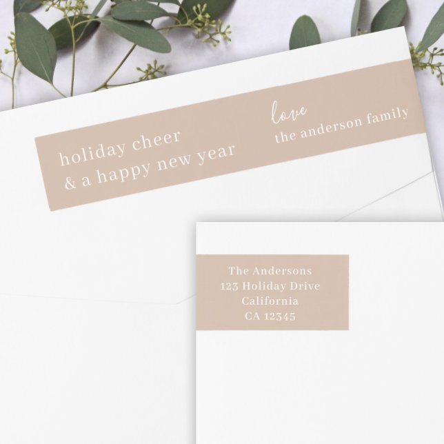 Holiday Cheer | Elegante Christmas Taupe Adresse (Von Creator hochgeladen)