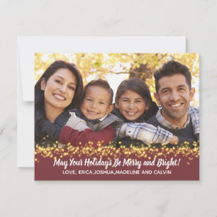 Holiday Cheer Family Foto Gold Sparkasse Feiertagskarte