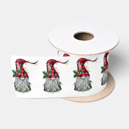 Holiday Cheer Gnome Ribbon Satinband