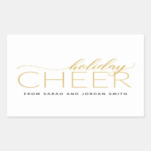Holiday Cheer Gold Rechteckiger Aufkleber