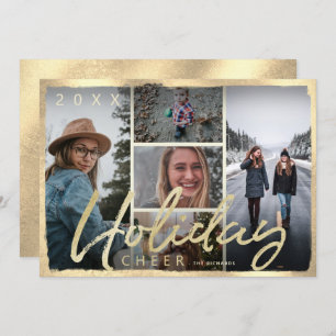 Holiday Cheer Gold Script Foto Weihnachtskarte Einladung