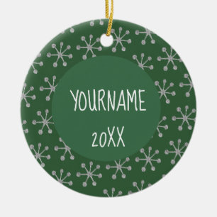 Holiday Cheer Hunter Green Snowflake Keramik Ornament