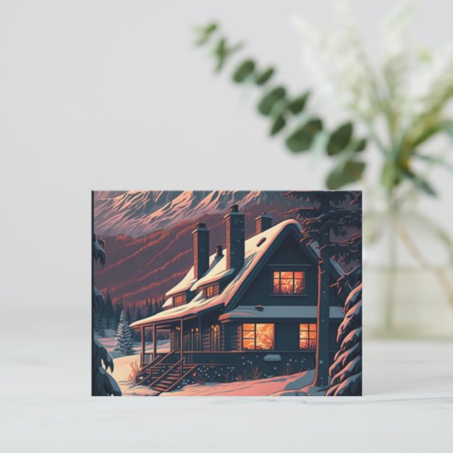 Holiday Cheer mit Wintery Postcard Postkarte (Stehend Vorderseite)