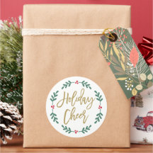 Holiday Cheer Moderne Gold Script Weihnachtskranz