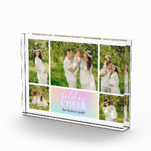 Holiday Cheer Pink Pastell Iridescent Foto Block