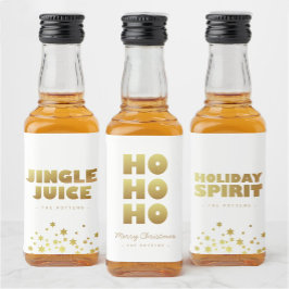 Holiday Cheer | Spaß Weihnachten White & Gold Mini Alkoholflaschenetikett