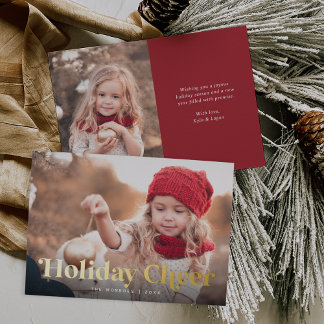 Holiday Cheer Two Photo Gold Foil Holiday Card Folien Feiertagskarte