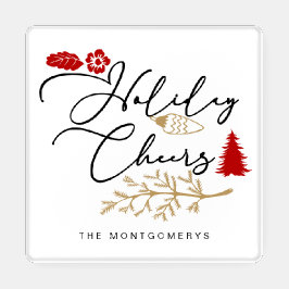 Holiday Cheers Red Holly Weihnachts-Untersetzer Se Untersetzer Set