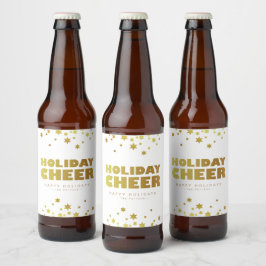 Holiday Cheers | Spaß Weihnachten Weiß & Gold Bierflaschenetikett