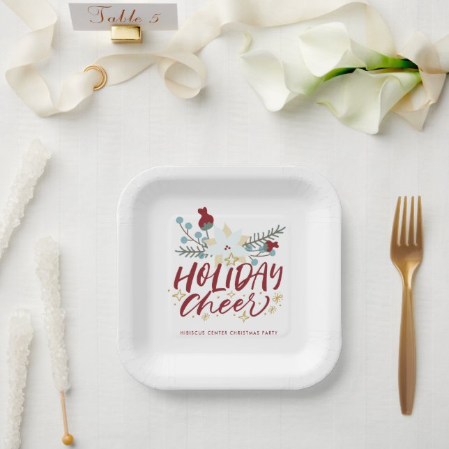 Holiday Chef Winter Floral Weihnachten Party Pappteller (Hochzeit)