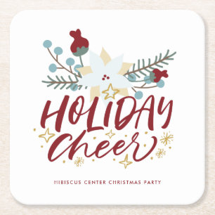 Holiday Chef Winter Floral Weihnachten Party Rechteckiger Pappuntersetzer