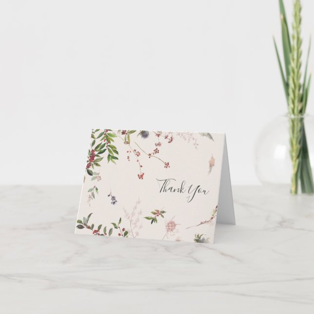 Holiday Chic Botanical | Champagner Dankeschön Kar Dankeskarte (Vorderseite)