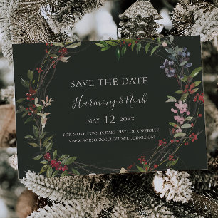 Holiday Chic Botanical Dunkelgrün horizontal Save The Date
