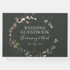 Holiday Chic Botanical | Dunkelgrüne Hochzeit Gästebuch