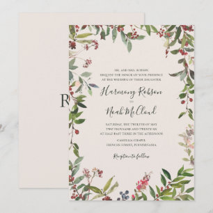 Holiday Chic Botanical   Einladung zur Hochzeit vo