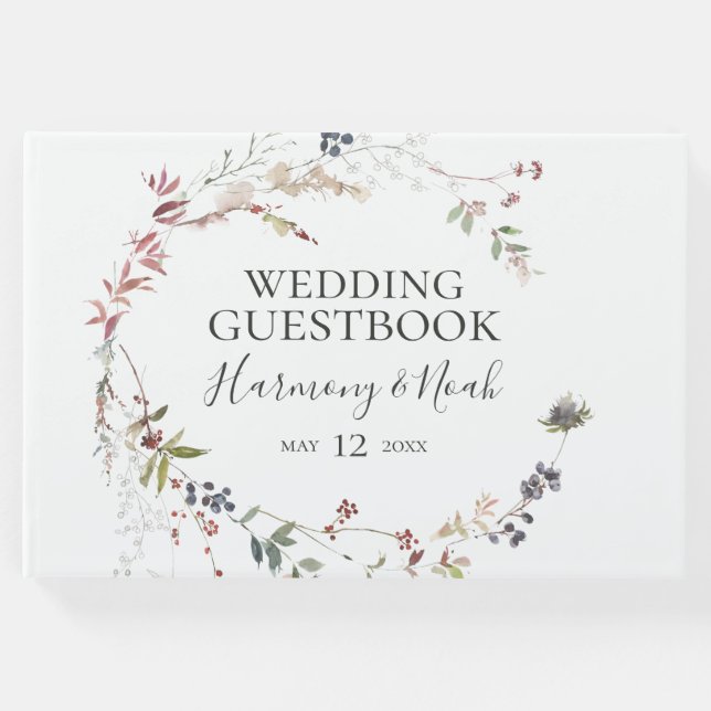 Holiday Chic Botanical | Weiße Hochzeit Gästebuch (Vorderseite)