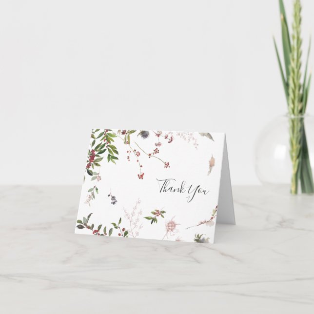 Holiday Chic Botanical | White Dankycard Dankeskarte (Vorderseite)