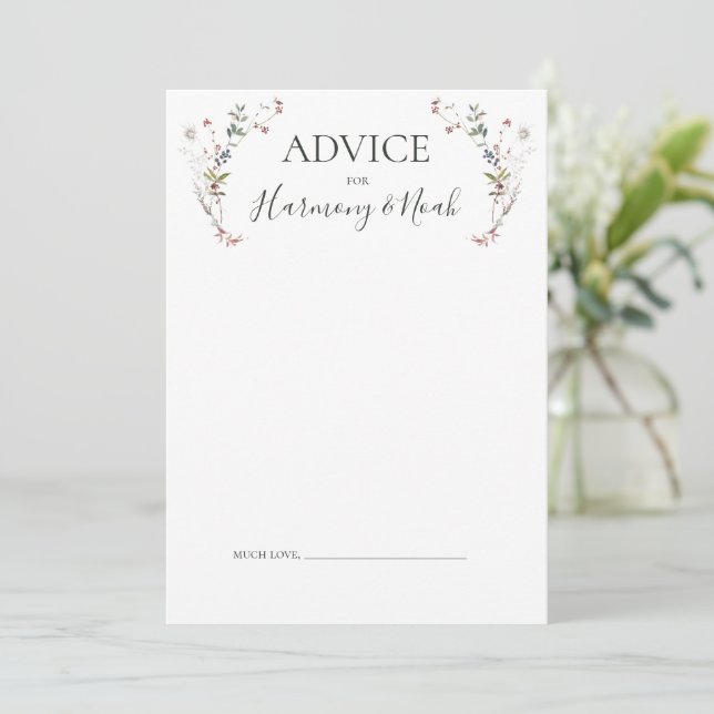 Holiday Chic Botanical | White Wedding Advice Card Hinweiskarte (Stehend Vorderseite)
